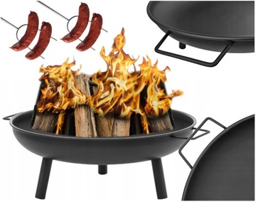 GRILL PRZENOŚNY PALENISKO OGRODOWE Z UCHWYTAMI
