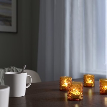 IKEA HUTLOS świecznik na tealighty 4 szt. 6 cm żółte szkło