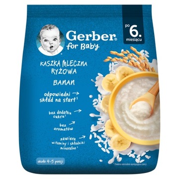 Gerber Kaszka mleczna ryżowa banan po 6. miesiącu 160 g