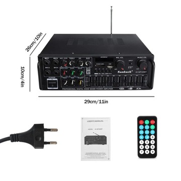 МИНИ-УСИЛИТЕЛЬ AV-MP326BT HIFI СТЕРЕО BLUETOOTH USB 2 КВТ + ПУЛЬТ ДИСТАНЦИОННОГО УПРАВЛЕНИЯ