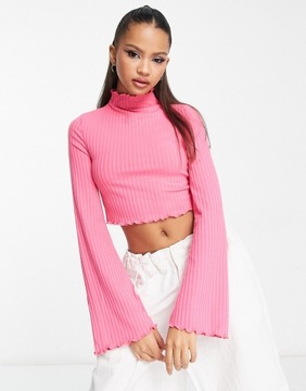 PRĄŻKOWANY CROP TOP Z DŁUGIM RĘKAWEM M