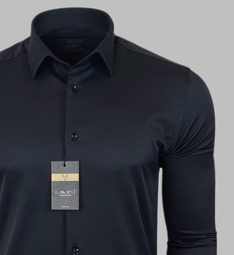 Koszula męska Czarna dopasowana Lavier - SLIM FIT Bawełna Rozmiar XL