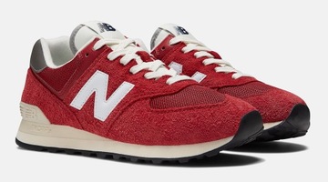 Buty NEW BALANCE U574HR2 czerwone skórzane sneakersy