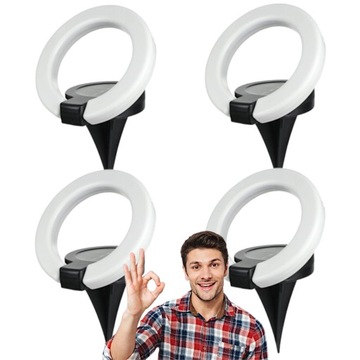4x Lampka Solarna LED RING Ogrodowa Wbijana Gruntowa Czujnik Zmierzchu
