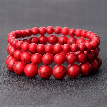 6/8/10mm Natural Stone Red Beads Bracelets Fo