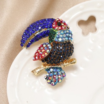 Broszka Muylinda Tukan Ptak Rhinestone Szpilki
