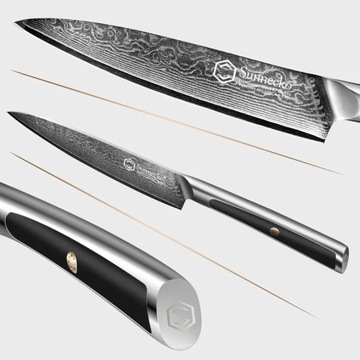 Японский нож Sunnecko, 12 см, дамасская сталь, для чистки, филетирования, BOSS