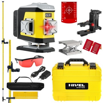 LASER KRZYŻOWY CZERWONY NIVEL SYSTEM CL3R + TYCZKA