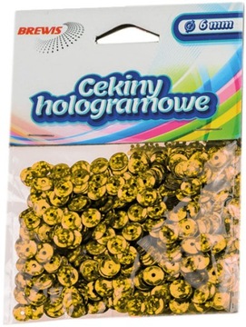 CEKINY HOLOGRAMOWE ozdobne kreatywne 6mm ZŁOTE