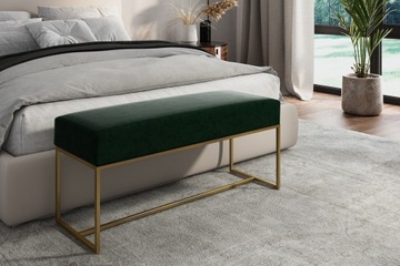 Ławka pufa tapicerowana loft metalowy stelaż złoty 110cm