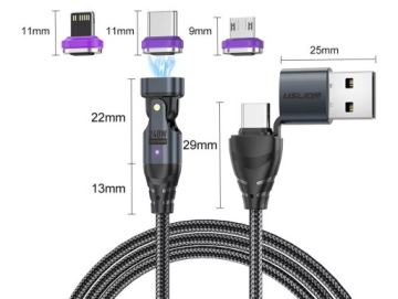МАГНИТНЫЙ КАБЕЛЬ 1,8 М БЫСТРАЯ ЗАРЯДКА 240 Вт 5 А USB C PD
