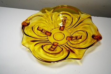Żardiniera art deco Walther Glass model Irene Kolor Miodowy