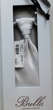 krawat poszetka biały zestaw ślubny Biella