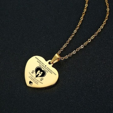 ОЖЕРЕЛЬЕ-КУЛОН С ЗОЛОТЫМ СЕРДЦЕМ ДЛЯ НЕЕ, сталь 316L