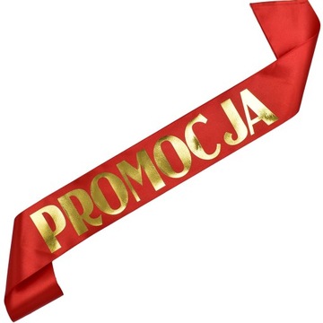 Promocja - czerwona szarfa ze złotym nadrukiem