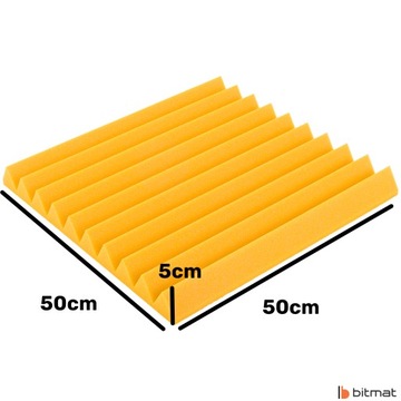 Клин пенопласт акустический звукоизоляционный 50х50см Желтый - для студии, комнаты.