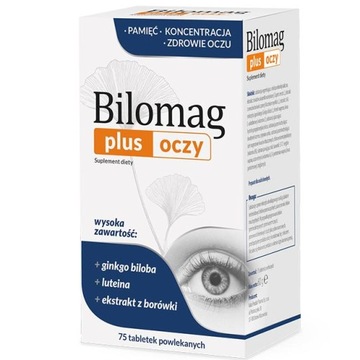 Bilomag plus oczy na pamięć oraz dobry wzrok ginkgo bilbo luteina borówka 7