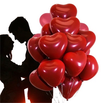 BALONY CZERWONE SERCA CZERWONE ŚLUB 100SZT