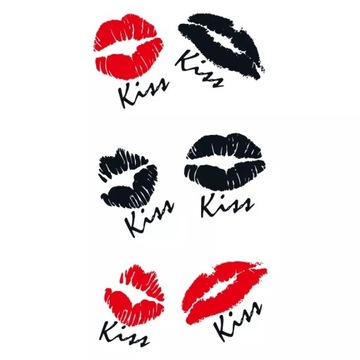 Tatuaż Zmywalny Usta - Kiss - 6 sztuk