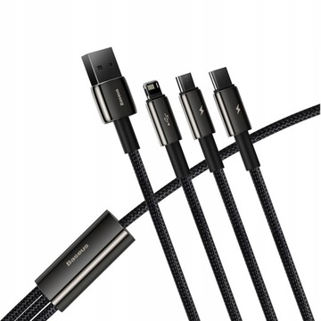 BASEUS TUNGSTEN GOLD KABEL 3W1 USB DO MICRO / USB C / IPHONE LIGHTNING 1,5M