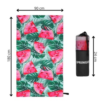 БЫСТРОСУХОЕ БОЛЬШОЕ ПЛЯЖНОЕ ПОЛОТЕНЦЕ ИЗ МИКРОФИБРЫ 90x180см АРБУЗ