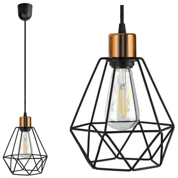 Lampa Wisząca Żyrandol Plafon Diament Miedź LED
