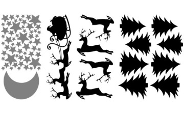 Новогодние наклейки на окна Дед Мороз Олени 72 шт.