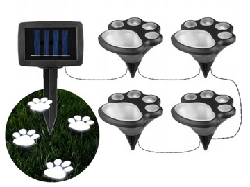 Lampa Solarna Ogrodowa LED Wbijana Gruntowa Psie Łapki 470cm Lampki
