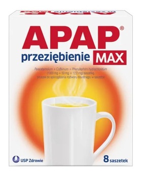 APAP Przeziębienie Max, smak miętowo-cytrynowy, 8 saszetek, DATA 09/24