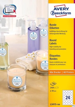 КРУГЛЫЕ ЭТИКЕТКИ AVERY 40мм L3415-100 x5