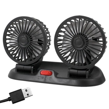 WENTYLATOR SAMOCHODOWY NAWIEW WIATRAK DO AUTA PODWÓJNY WIATRAK USB 5V