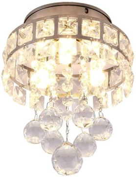 Lampa Sufitowa Kryształowa Plafon Glamour Srebrna