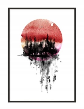 OBRAZ PLAKAT W RAMIE 33x43 cm Las P1785