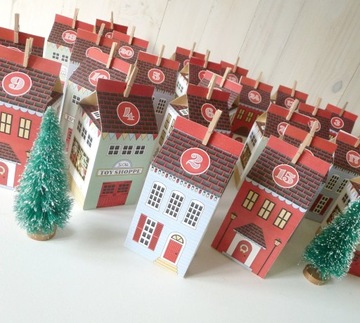 АДВЕНТ-календарь, домики из бумаги, 25 шт.Рождественская деревня DIY N2