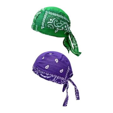 Czapki rowerowe Pirackie Czapki Bandana, wiatroszczelna, lekka główka, zielono-fioletowa