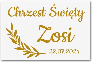 tablica powitalna Chrzest Święty Imię 60x40cm dekoracja na ściankę balonową