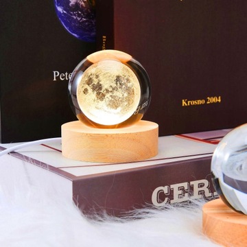 LAMPKA NOCNA KSIĘŻYC 3D LED KRYSZTAŁOWEJ KULI