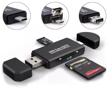 Czytnik Kart Pamięci SD 5w1 Pendrive Micro USB USB-C OTG Adapter MicroSD TF