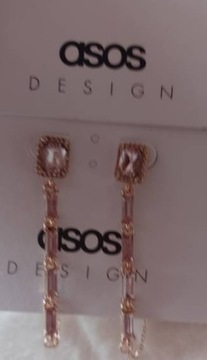 ASOS/Długie, różowe, Bogato zdobione kolczyki z Londynu, NOWE