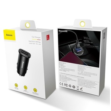 АВТОМОБИЛЬНЫЙ БЛОК ПИТАНИЯ BASEUS FAST CHARGER 2X USB-A ЗАРЯДКА QC 3.0 30 Вт