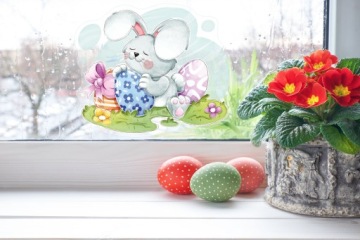 НАКЛЕЙКА НА ПАСХАЛЬНОЕ ОКНО КРОЛИК 2А