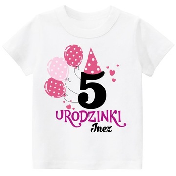 Koszulka t-shirt 5 URODZINY imię dziecka r. 122