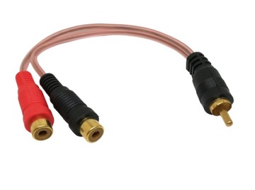 Kabel wtyk RCA - 2x gniazdo RCA czarny 0.2m