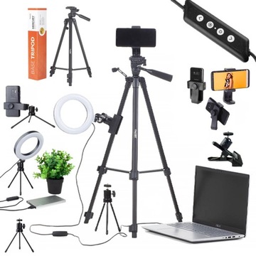 PAKIET 5w1 STATYW FOTO lampa ring uchwyt telefon