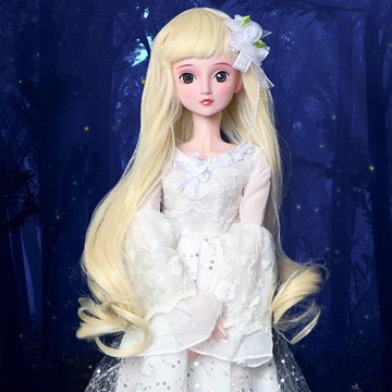 Biała tiulowa sukienka z cekinami dla 60cm Night Lolita