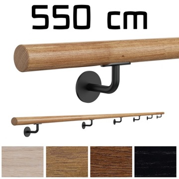 Poręcz ścienna drewniana fi42 550cm dąb lakier kol