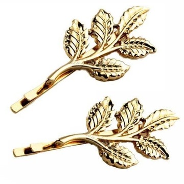 SPINKA DO WŁOSÓW złota wsuwka DO KOKA listek boho