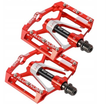 PEDAŁY ROWEROWE PLATFORMOWE ALUMINIOWE LEKKIE ANYPOŚLIZGOWE CZERWONE