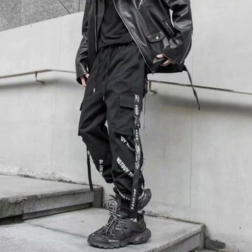 Męskie Luźne JOGGERY Spodnie Cargo Streetwear Y2k