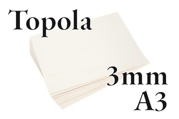 10x Sklejka Topolowa - Topola - 3mm – A3 420x 297 mm - Onlywood